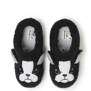 Dearfoams Kids Toddler Little Kid Black Dog Animal Slippers NEW 13/1 US